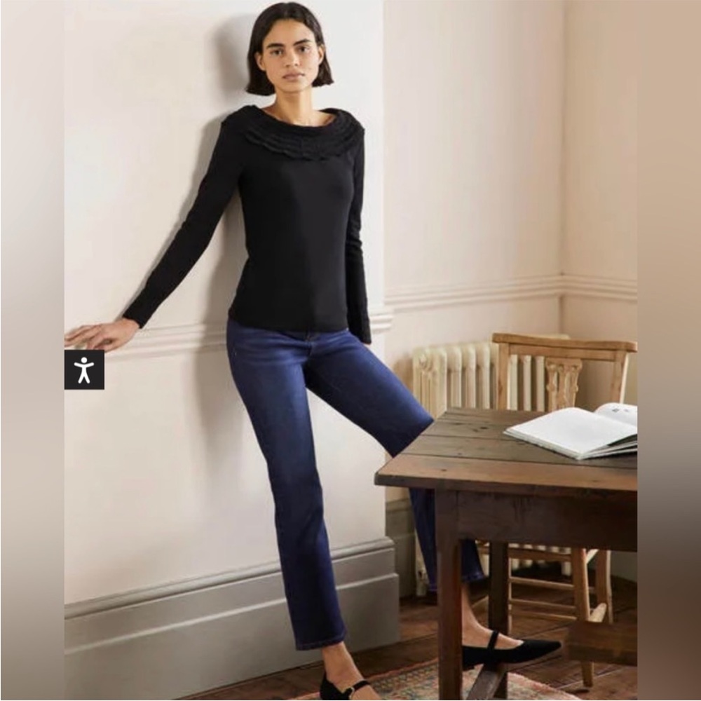 Boden Tie Neck Scallop Collar Sweater Knit Jumper